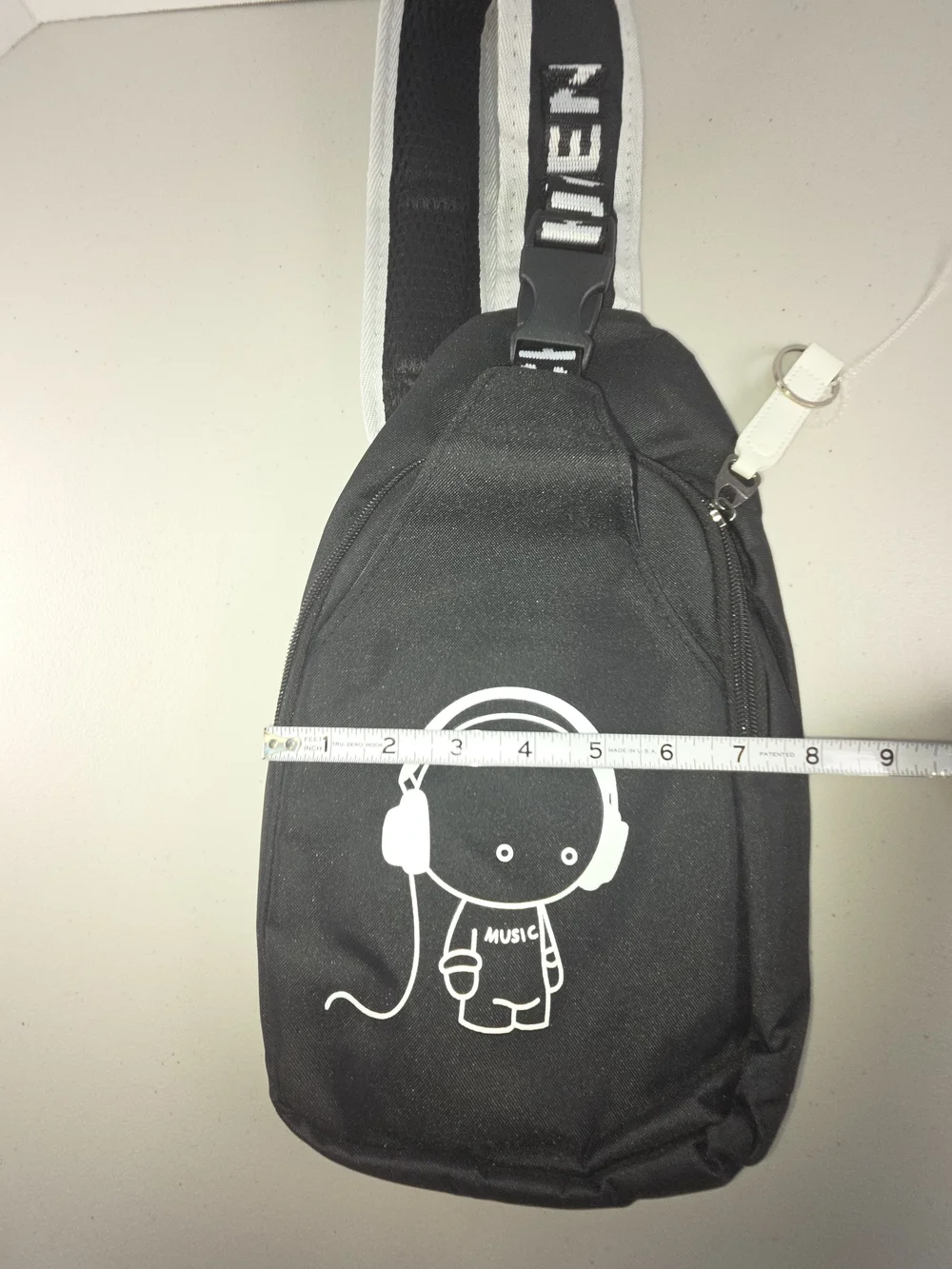 Kuchen & Bag Music Crossbody Backpack Purse Black & White Adjustable Strap